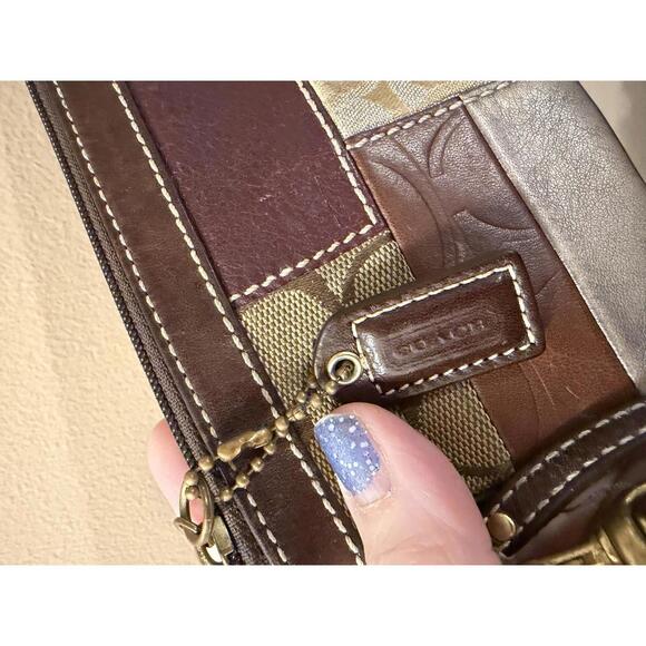 Coach Patchwork Leather and Fabric Wristlet Clutch - Picture 4 of 5